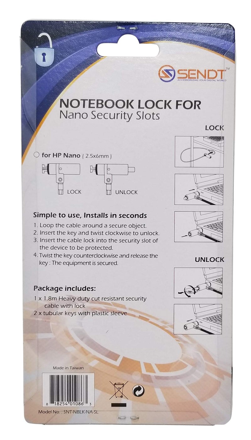 Sendt Silver Notebook Laptop Keyed Lock for Nano Security Slots - Image 3
